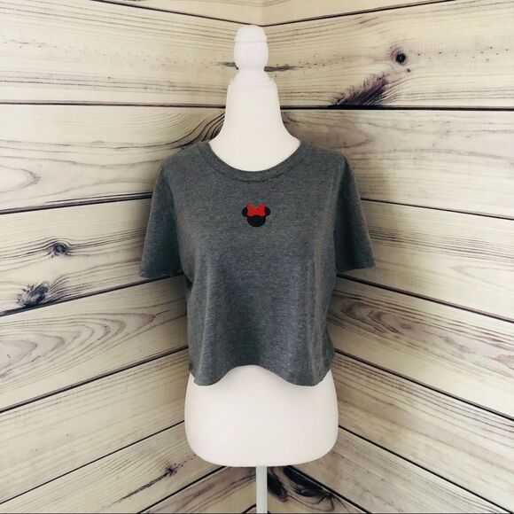 Disney Minnie Mouse Cropped Grey Tshirt - Picture 1 of 4